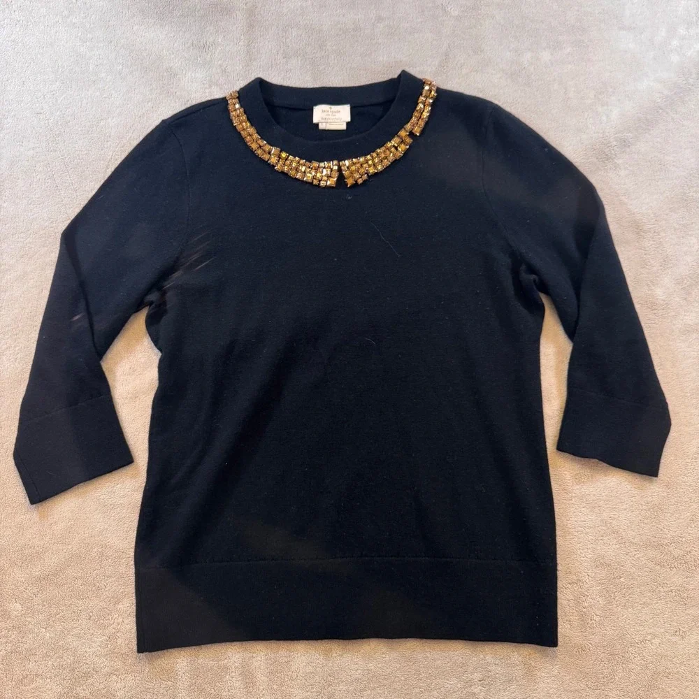 Kate Spade Wool Cashmere Sweater Audrey Hepburn Halloween Costume Sz L *FLAW